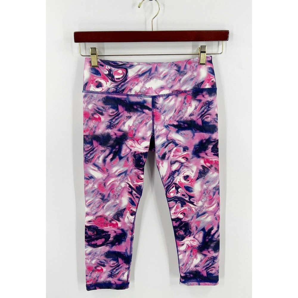 Scorpio Sol Womens Size S Pink Purple Marble Athletic Workout Leggings Cropped